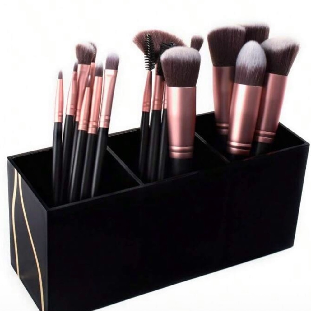 Makeup Brush Holder - Black and Gold - Picture 2 of 3